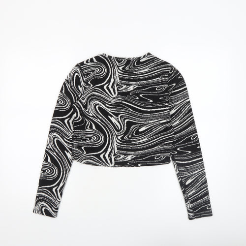 ZARA Women’s Black Geometric Knit Pullover Jumper Size L