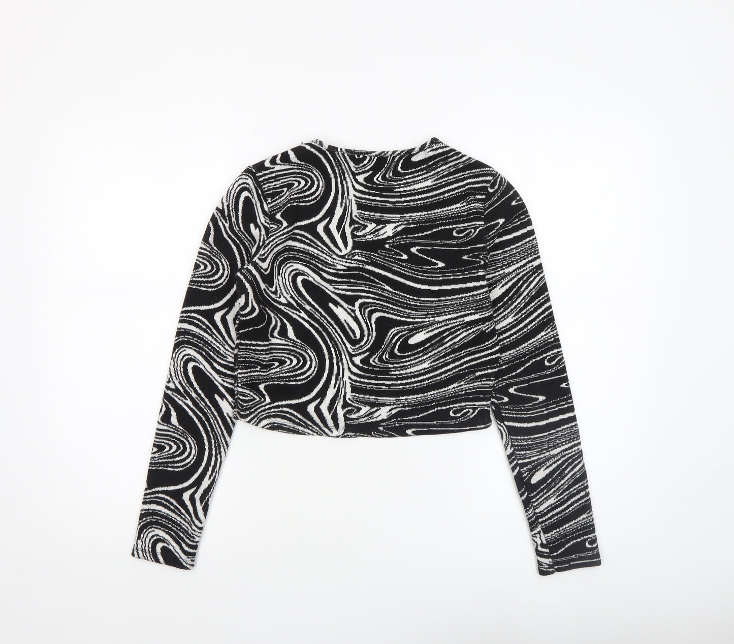 ZARA Women’s Black Geometric Knit Pullover Jumper Size L