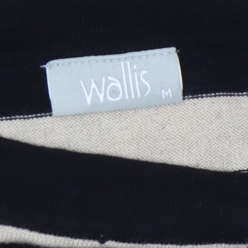Wallis Women’s Black Beige Striped 3/4 Sleeve Relaxed Fit Jumper M