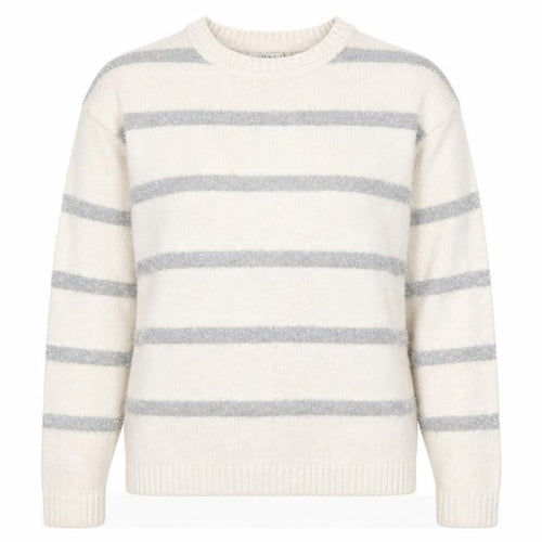 Marks and Spencer Women’s Ivory Grey Striped Knit Jumper Size S