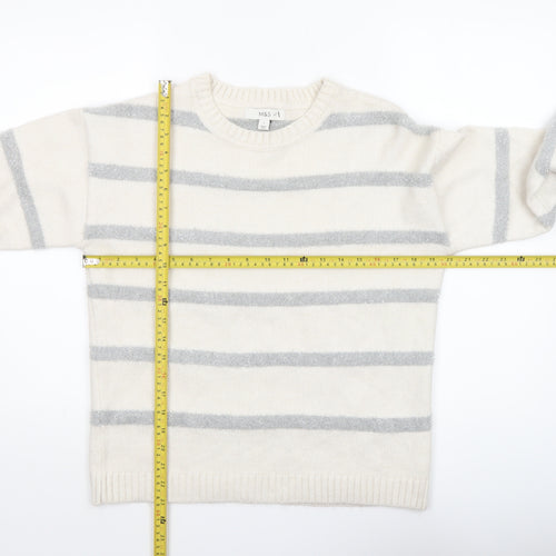 Marks and Spencer Women’s Ivory Grey Striped Knit Jumper Size S