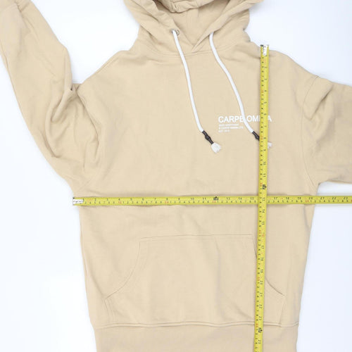 Carpe Omnia Mens Beige XS Pullover Hoodie Graphic Cotton Jumper