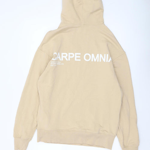 Carpe Omnia Mens Beige XS Pullover Hoodie Graphic Cotton Jumper
