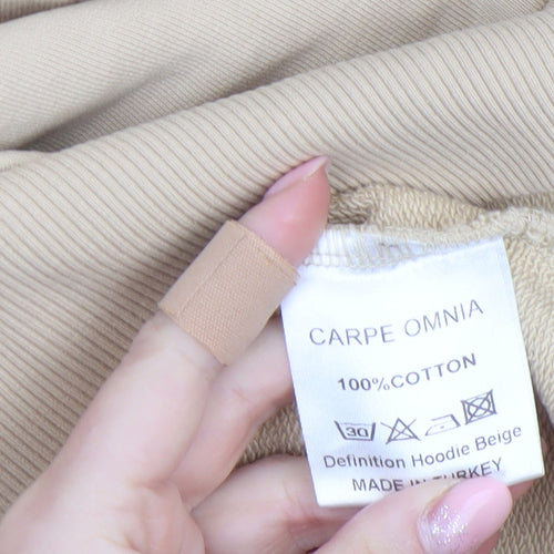 Carpe Omnia Mens Beige XS Pullover Hoodie Graphic Cotton Jumper