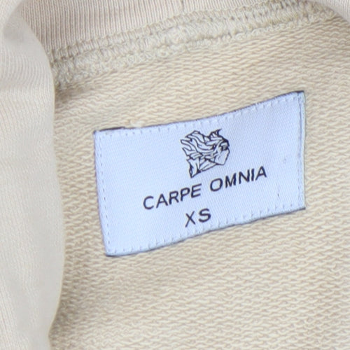 Carpe Omnia Mens Beige XS Pullover Hoodie Graphic Cotton Jumper