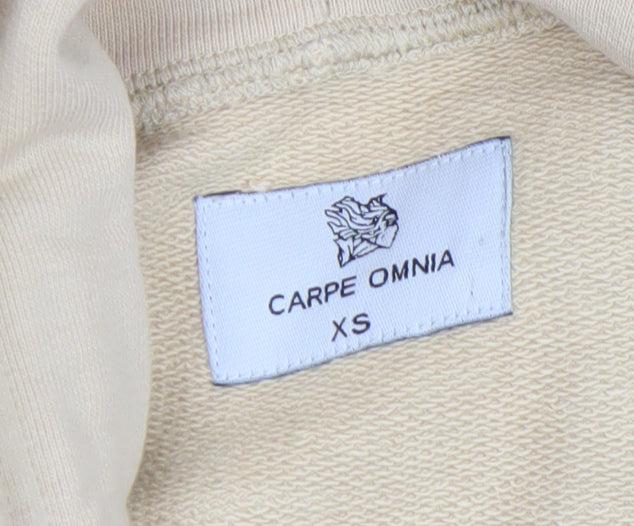 Carpe Omnia Mens Beige XS Pullover Hoodie Graphic Cotton Jumper