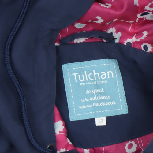 Tulchan Womens Blue Waterproof Hooded Rain Jacket Size 12