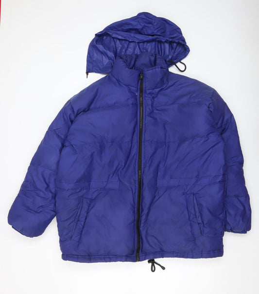 Next Men's Blue Puffer Jacket Medium Hooded Winter Coat