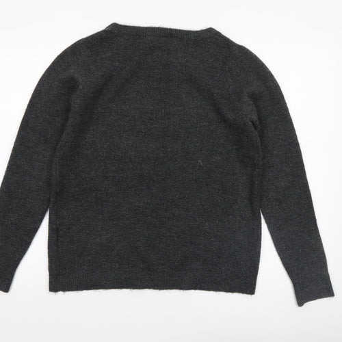 Yessica Women Grey Sequin Pullover Jumper Size M Crew Neck Knit