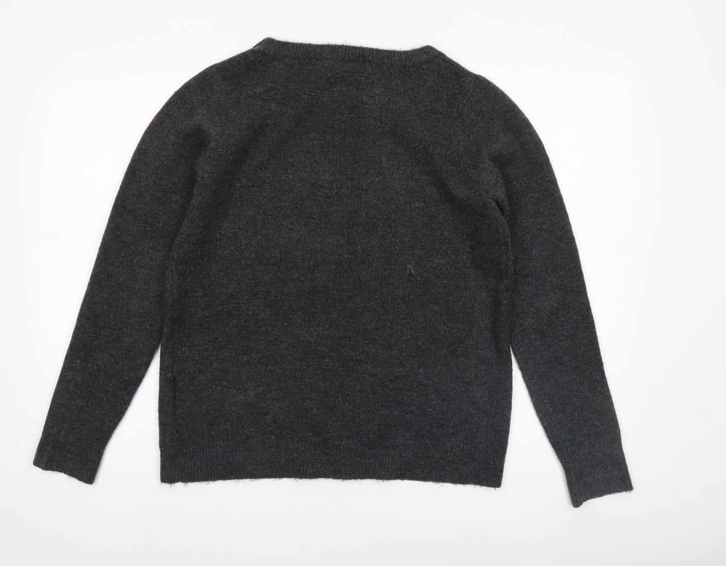 Yessica Women Grey Sequin Pullover Jumper Size M Crew Neck Knit