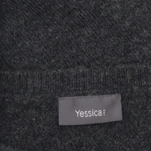 Yessica Women Grey Sequin Pullover Jumper Size M Crew Neck Knit