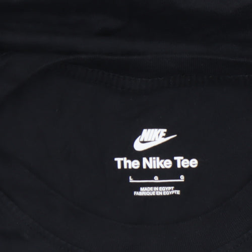 Nike Men's Black Cotton Sports T-Shirt L Regular Fit