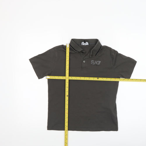 Emporio Armani Boys Grey Polo Shirt 12 Years Short Sleeve Cotton Logo Top