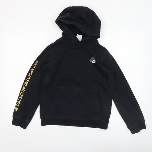 Nike Boys Black Pullover Hoodie M (10-11 Years) Fleece Logo Sportswear