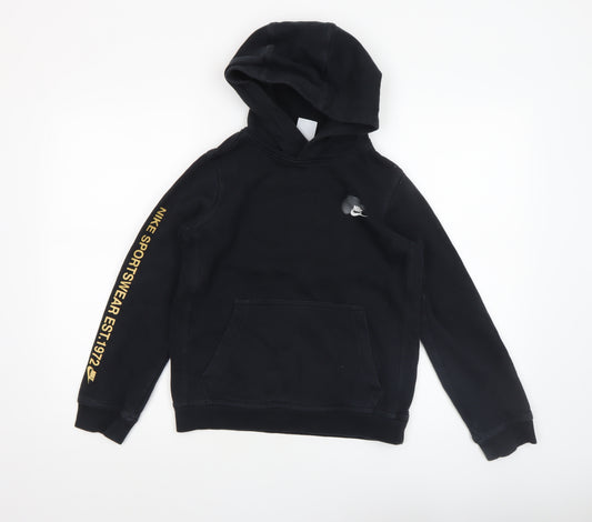 Nike Boys Black Pullover Hoodie M (10-11 Years) Fleece Logo Sportswear