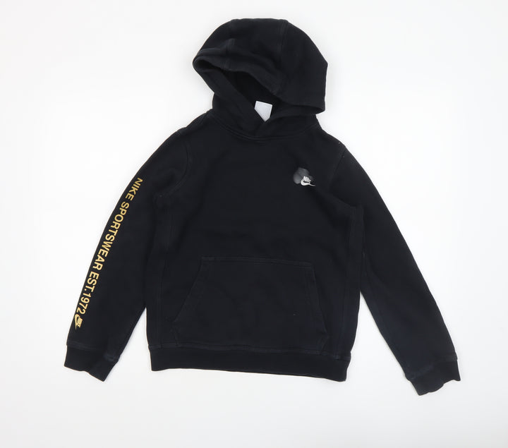 Nike Boys Black Pullover Hoodie M (10-11 Years) Fleece Logo Sportswear