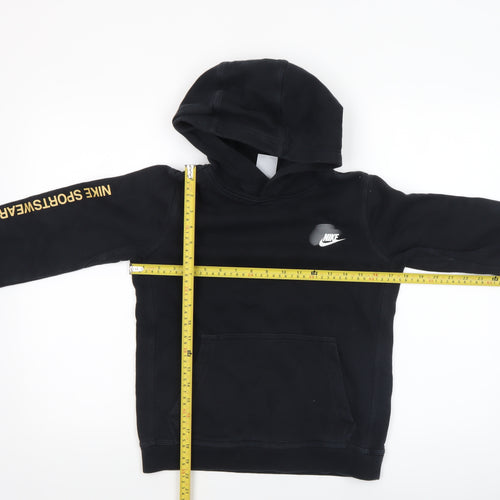Nike Boys Black Pullover Hoodie M (10-11 Years) Fleece Logo Sportswear