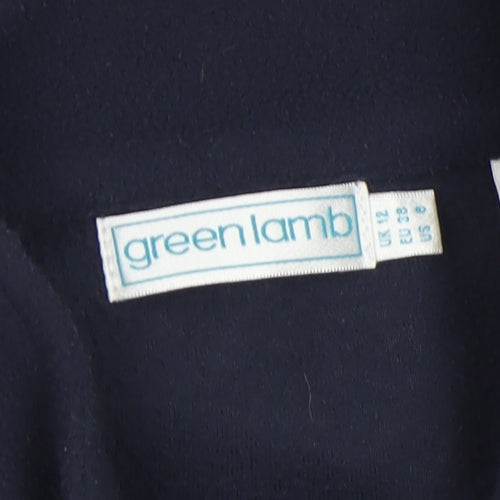 Green Lamb Women's Navy 1/2 Zip Fleece Pullover Sweatshirt UK 12