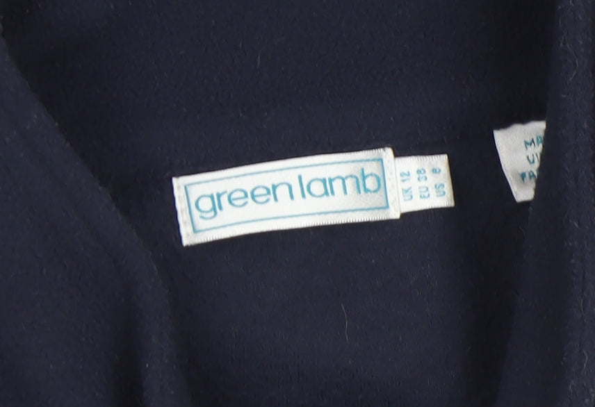 Green Lamb Women's Navy 1/2 Zip Fleece Pullover Sweatshirt UK 12