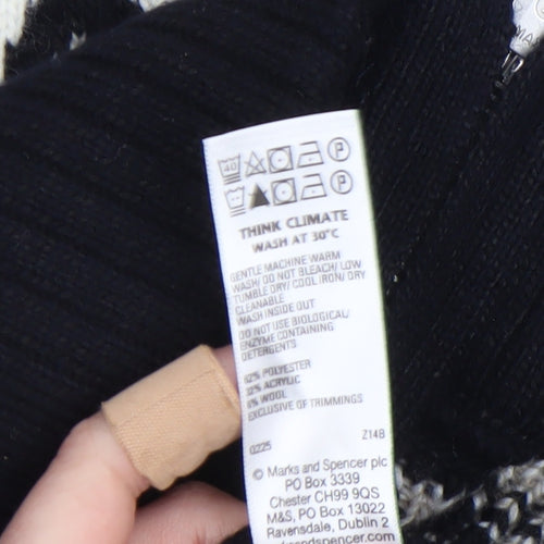 Marks and Spencer Men's Black Fair Isle Full Zip Jumper Size S