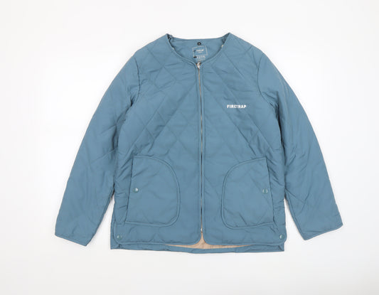 Firetrap Women Blue Quilted Jacket Size 8 Lightweight Zip Casual