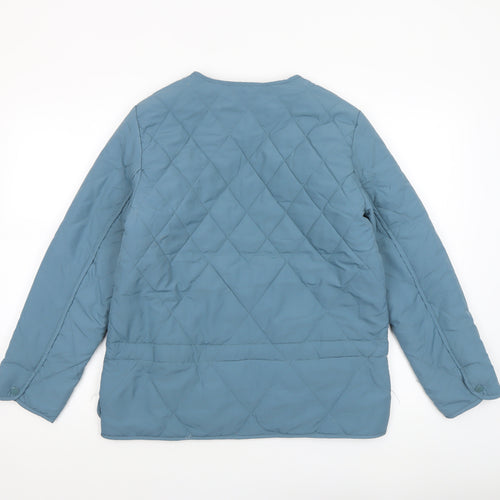 Firetrap Women Blue Quilted Jacket Size 8 Lightweight Zip Casual