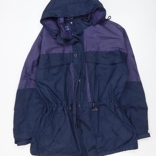 Outdoor Wear by RJM Men's Blue Purple Hooded Parka Jacket M Nylon Waterproof