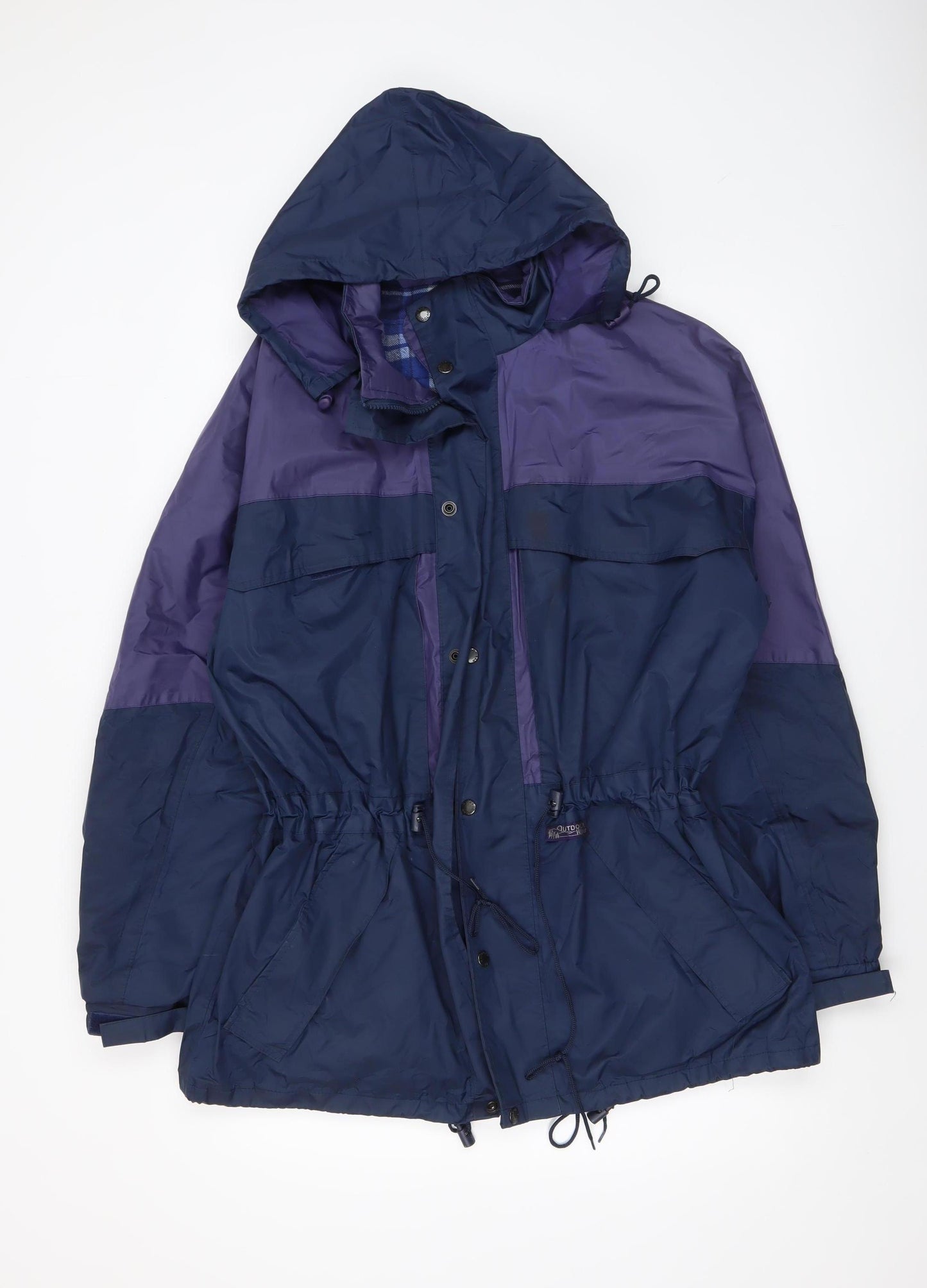Outdoor Wear by RJM Men's Blue Purple Hooded Parka Jacket M Nylon Waterproof