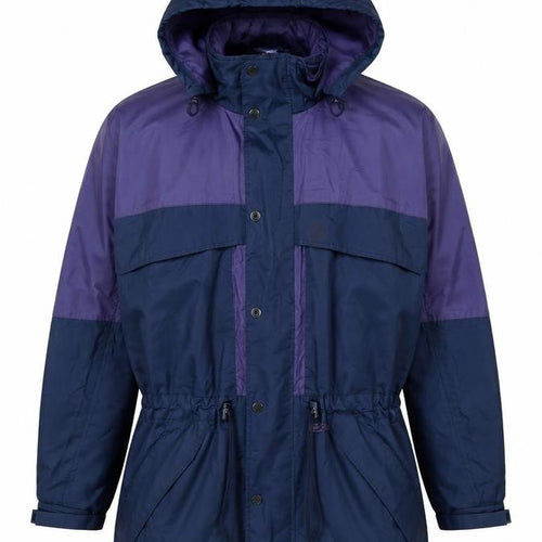 Outdoor Wear by RJM Men's Blue Purple Hooded Parka Jacket M Nylon Waterproof