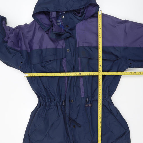 Outdoor Wear by RJM Men's Blue Purple Hooded Parka Jacket M Nylon Waterproof