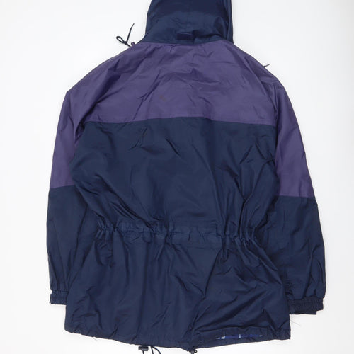 Outdoor Wear by RJM Men's Blue Purple Hooded Parka Jacket M Nylon Waterproof
