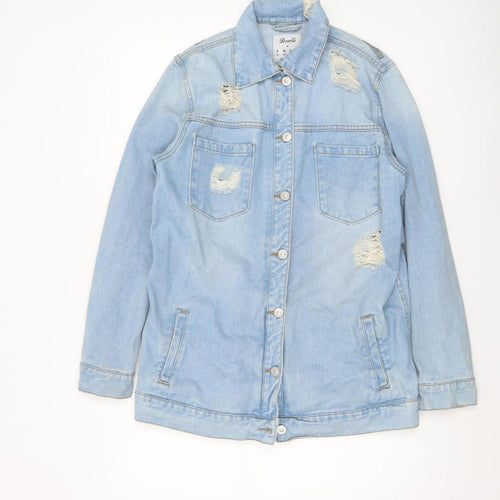 Denim Co. Women's Blue Distressed Denim Jacket Size 6