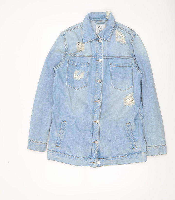 Denim Co. Women's Blue Distressed Denim Jacket Size 6