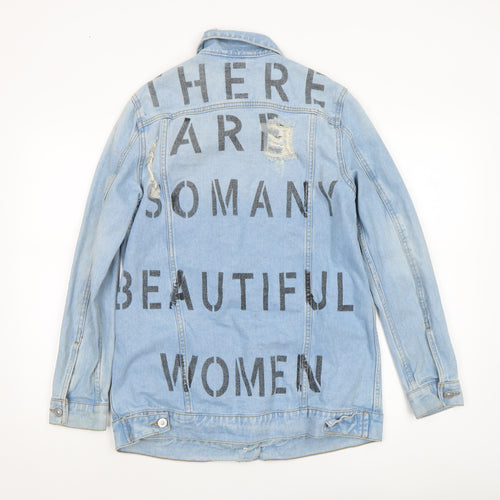 Denim Co. Women's Blue Distressed Denim Jacket Size 6