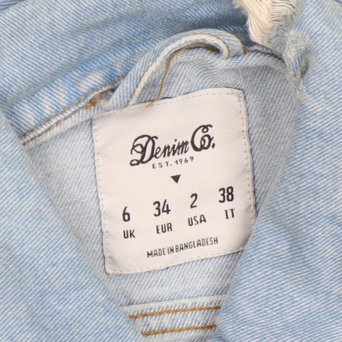 Denim Co. Women's Blue Distressed Denim Jacket Size 6