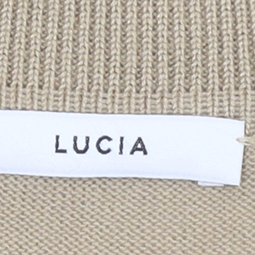 Lucia Women's Beige Short Sleeve Collared Knit Cardigan Size 16
