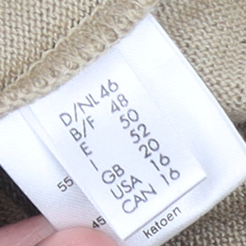 Lucia Women's Beige Short Sleeve Collared Knit Cardigan Size 16