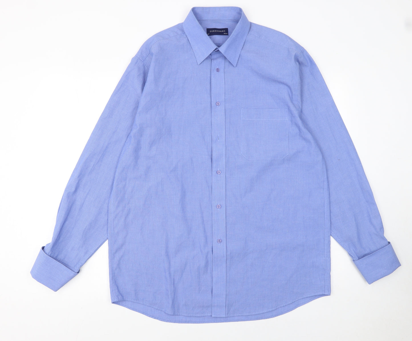 Debenhams Men's Blue Long Sleeve Classic Fit Dress Shirt 16in 41cm