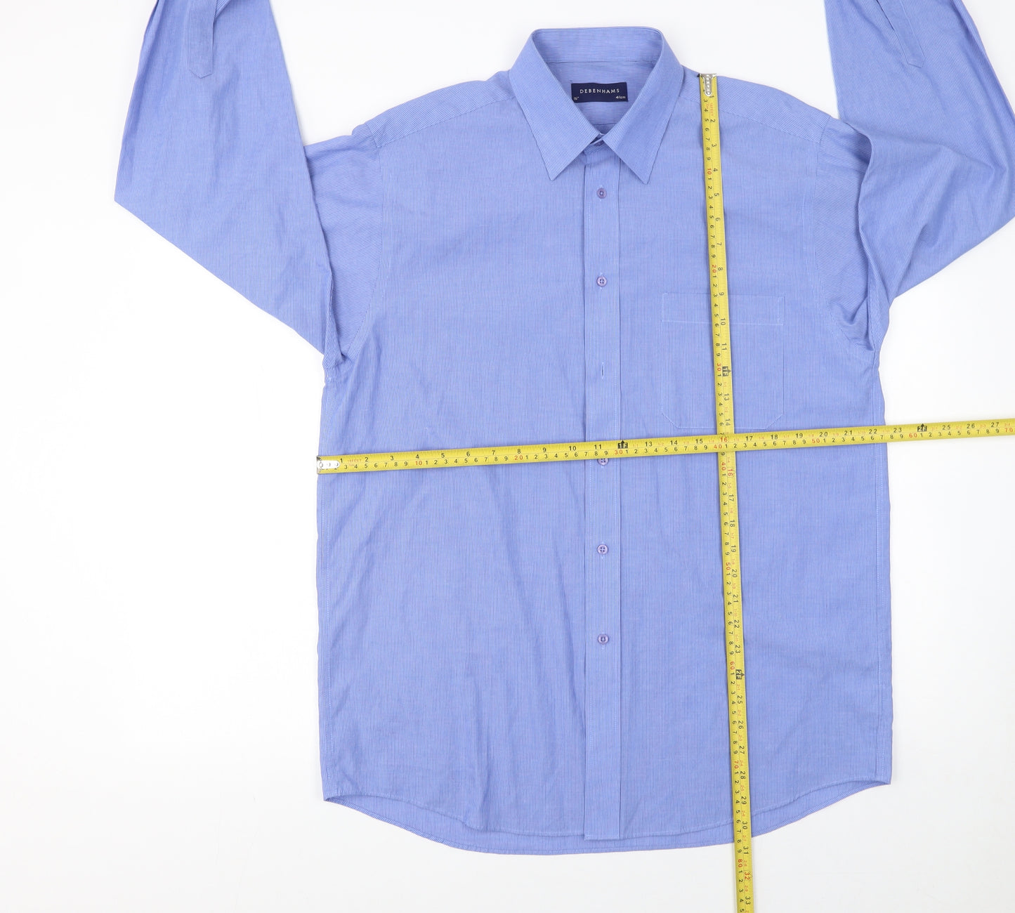 Debenhams Men's Blue Long Sleeve Classic Fit Dress Shirt 16in 41cm