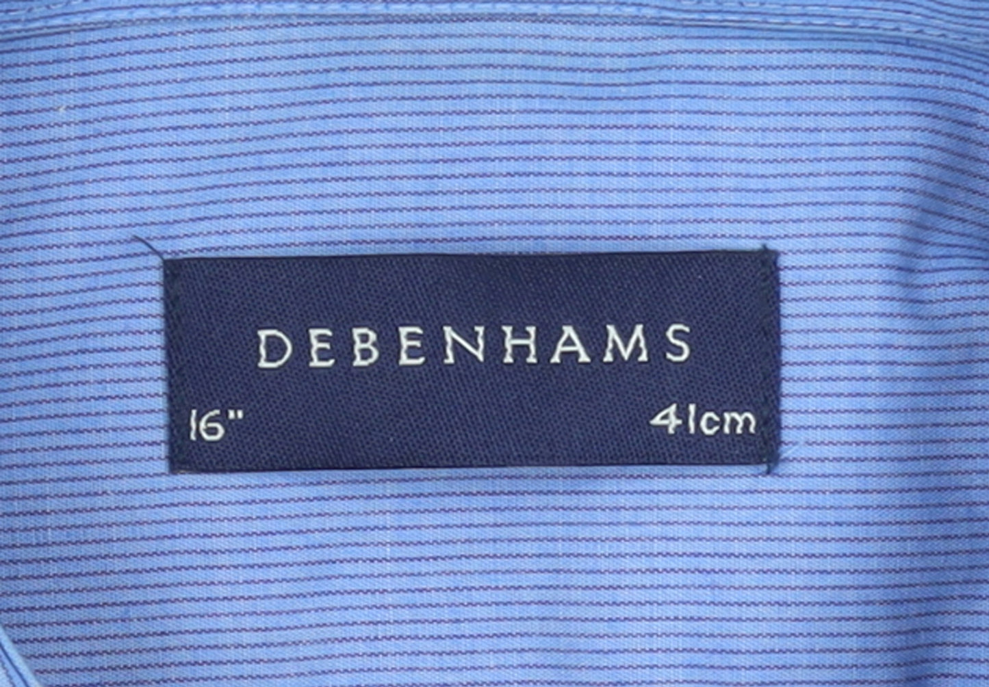 Debenhams Men's Blue Long Sleeve Classic Fit Dress Shirt 16in 41cm