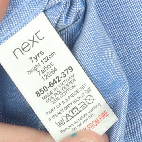 Next Boys Blue Long Sleeve Dress Shirt 7 Years Button-Up Formal Top