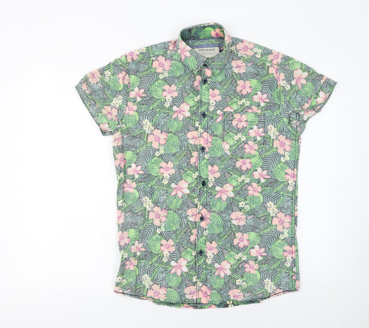 Jack & Jones Originals Men's Multicoloured Floral Short Sleeve Cotton Shirt Size S