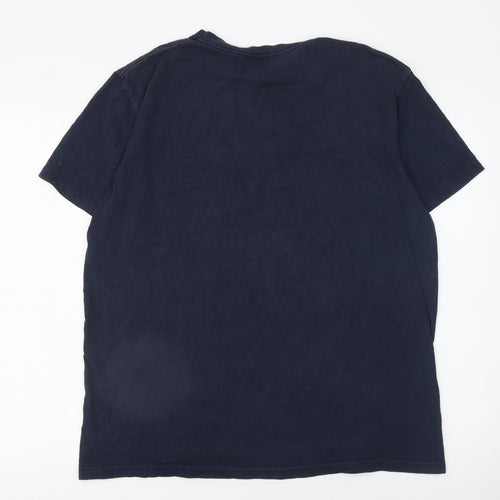 Nautica Men Blue Cotton Crew Neck Short Sleeve T-Shirt L