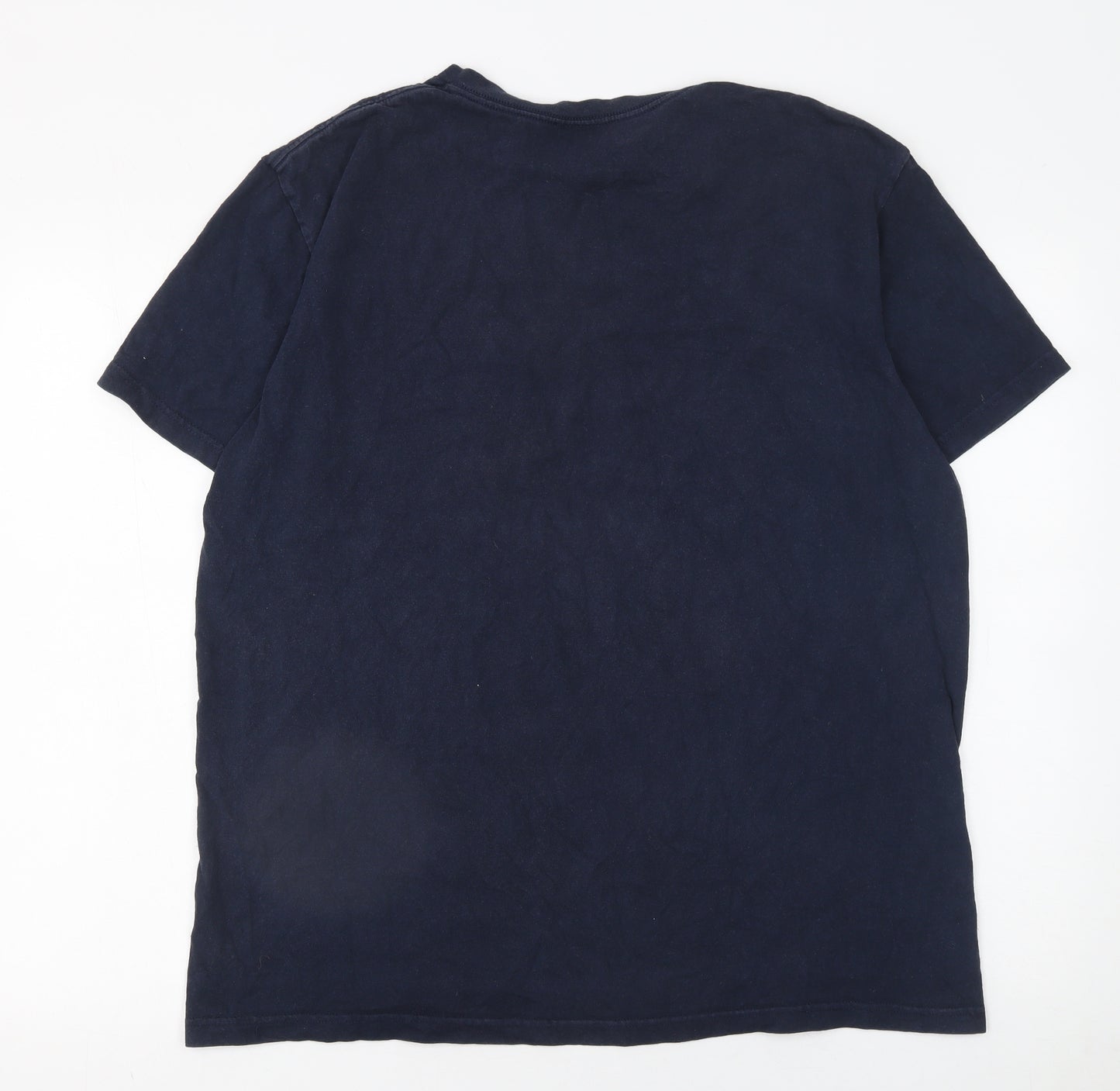 Nautica Men Blue Cotton Crew Neck Short Sleeve T-Shirt L