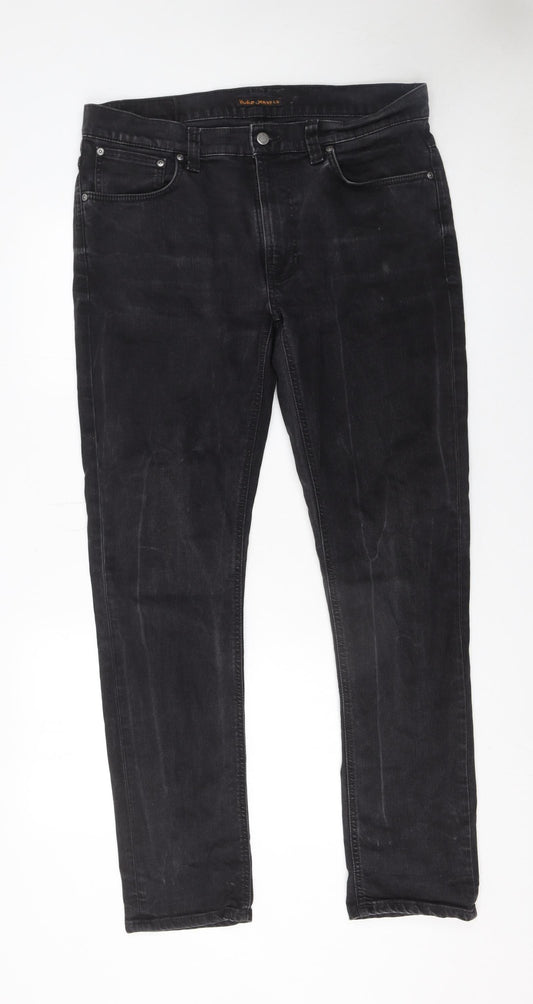 Nudie Jeans Co Men's Black Slim Fit Denim Jeans 34W 32L