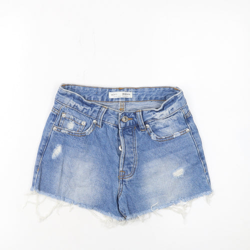 Stradivarius Women Blue Size 6 Boyfit Denim Hot Pants Cut-Off Shorts