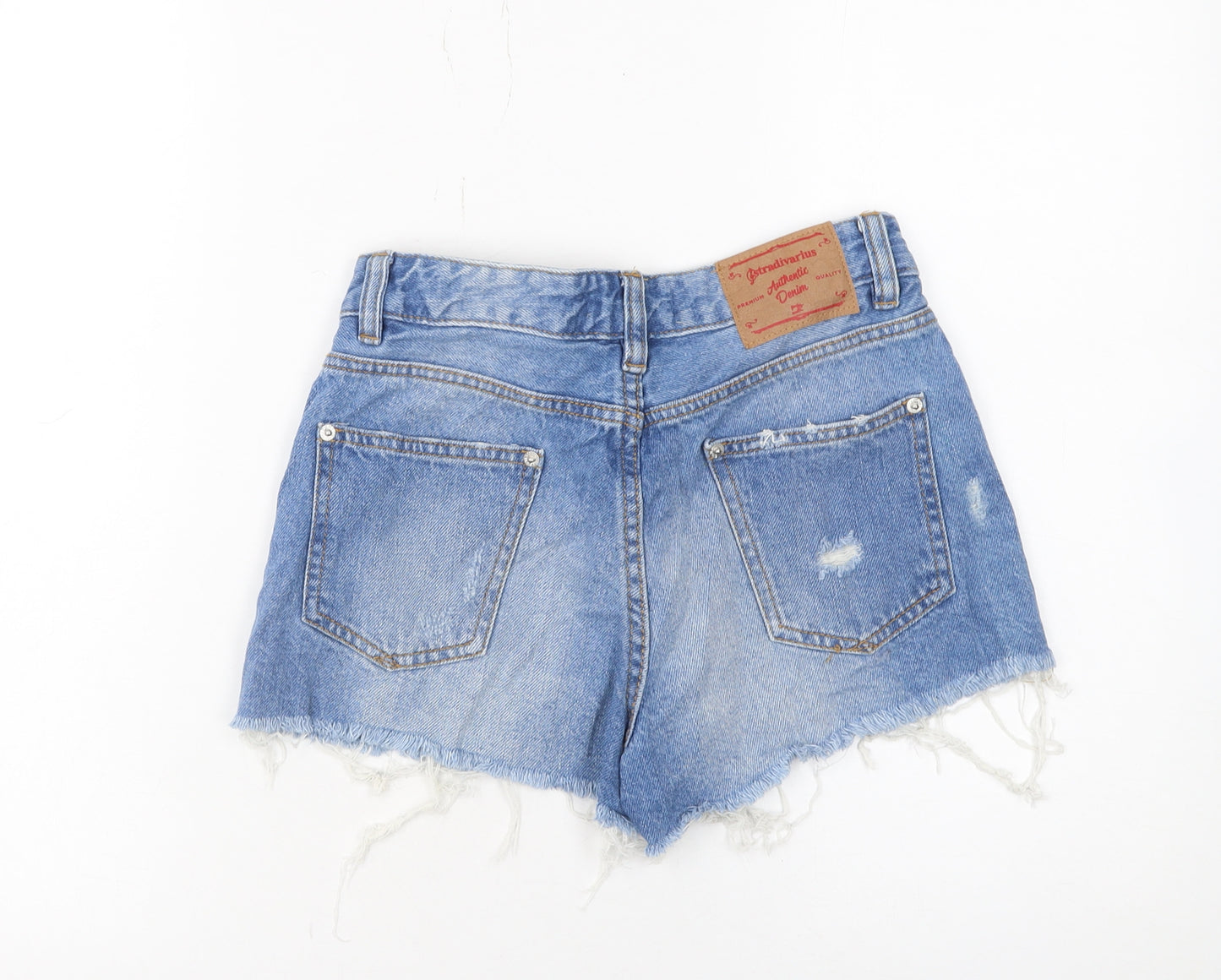 Stradivarius Women Blue Size 6 Boyfit Denim Hot Pants Cut-Off Shorts
