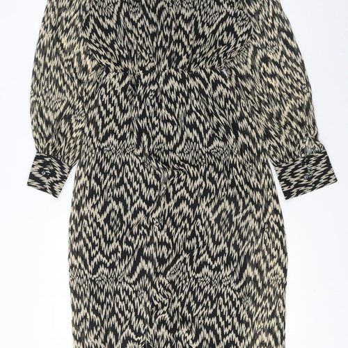 Vero Moda Women’s Black Geometric Wrap Knee Length Dress Size 12