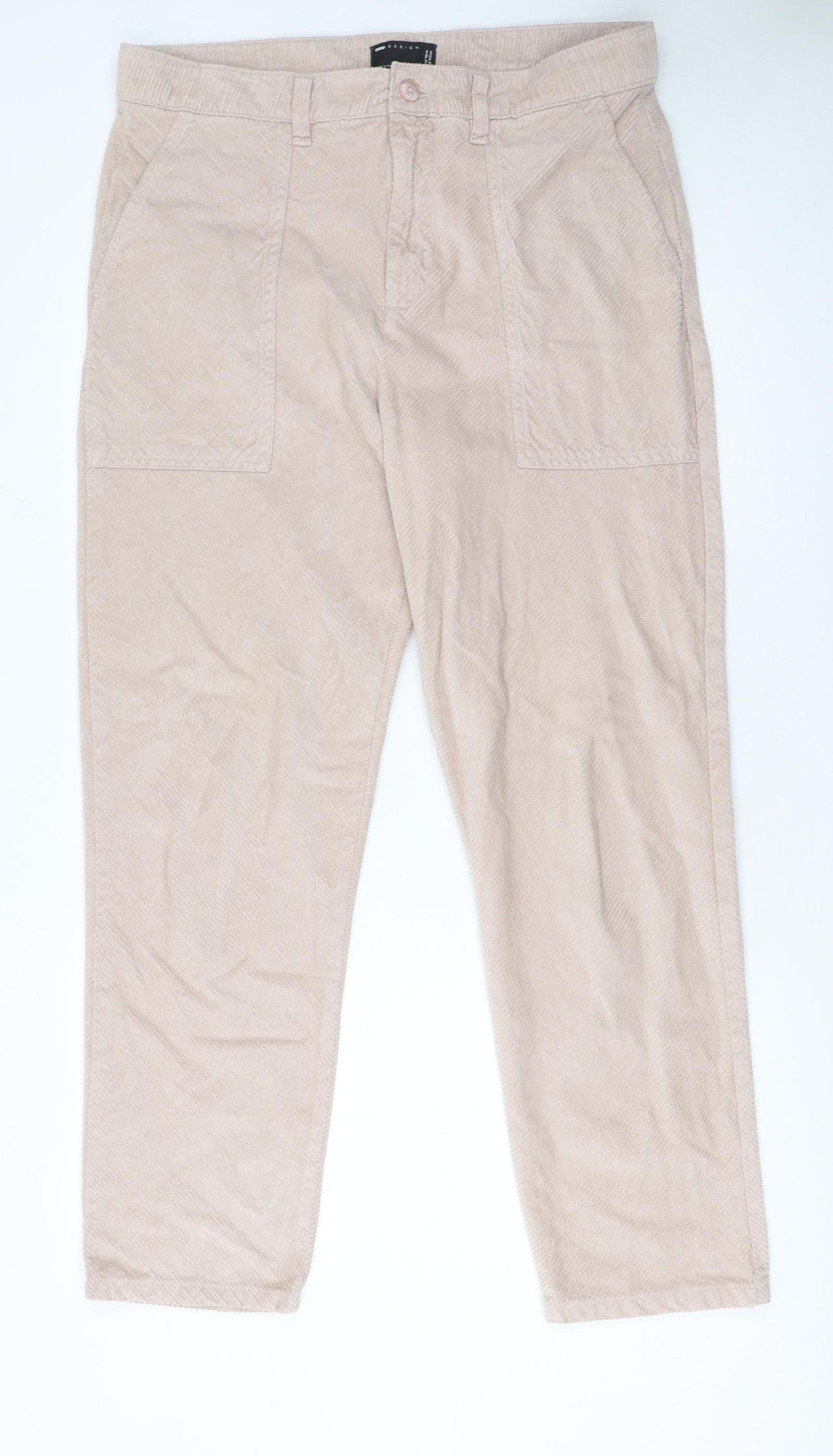 ASOS DESIGN Women’s Beige Cotton Chino Trousers Size 14