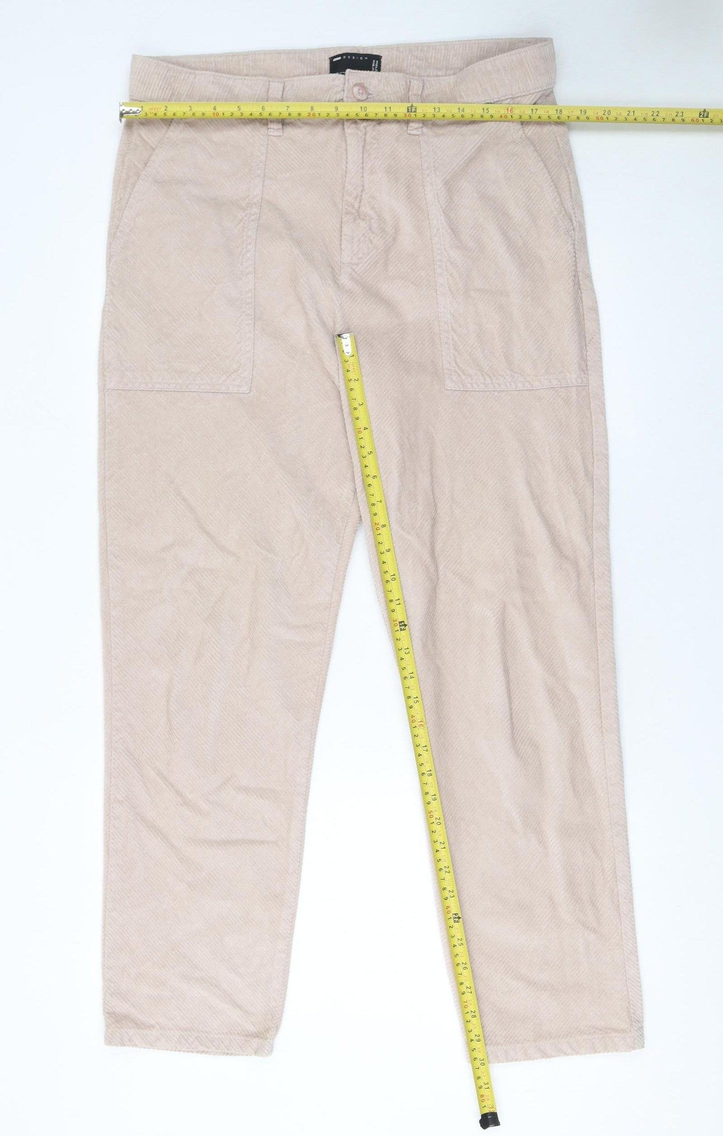 ASOS DESIGN Women’s Beige Cotton Chino Trousers Size 14